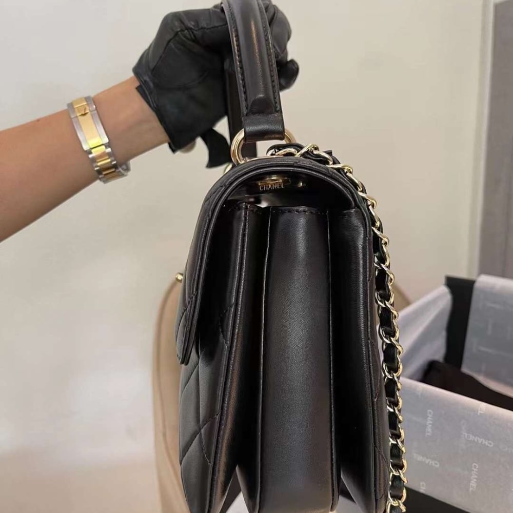 Chanel CC Trendy Leather Bag Black 25cm