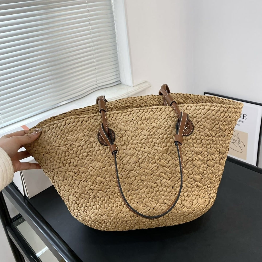 Celine Triomphe Panier Raffia In Palm Tan 50cm