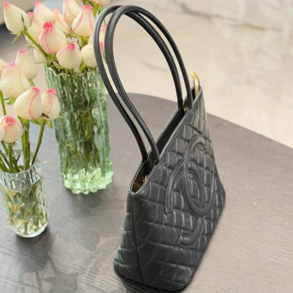 Chanel Medallion Tote Bag Black 30cm