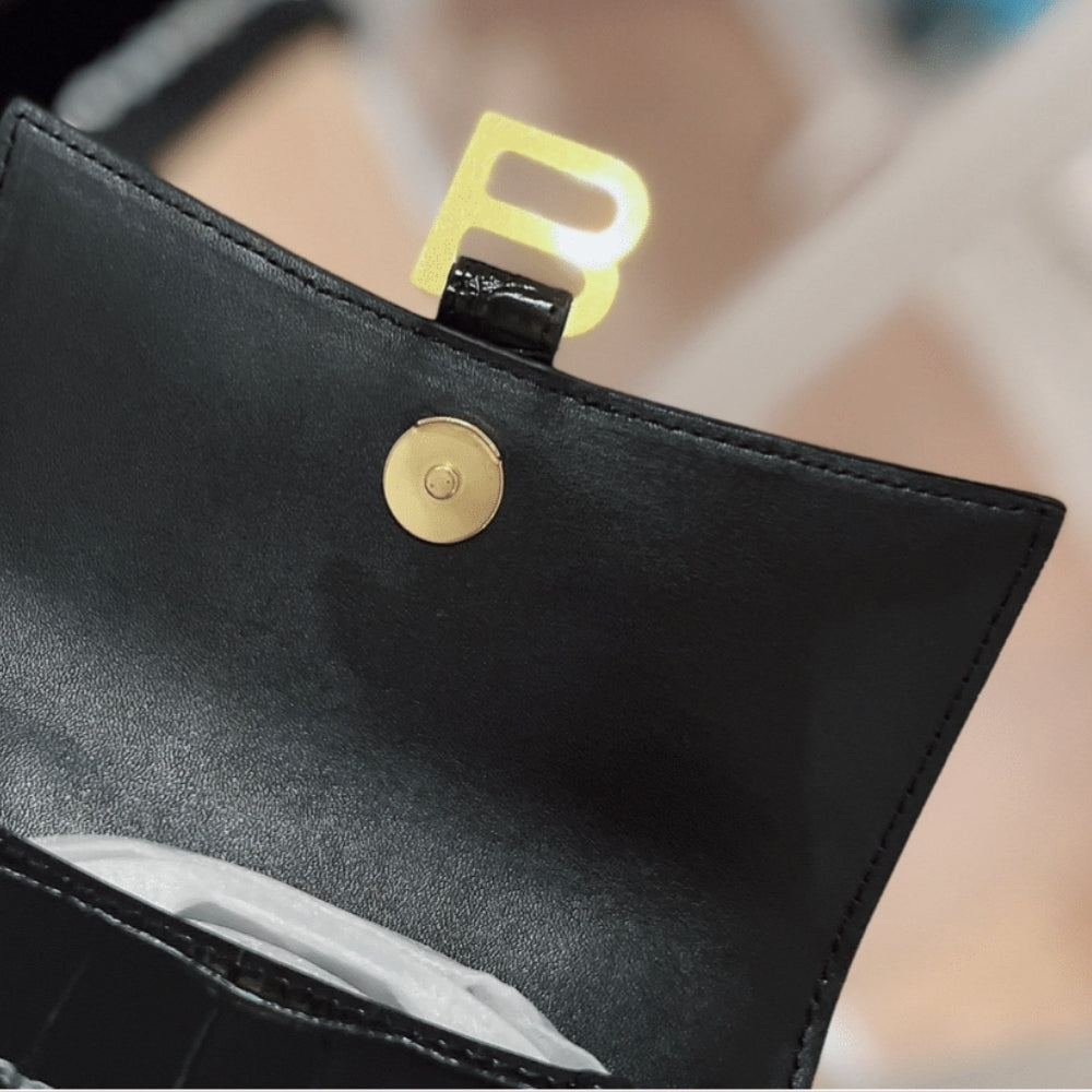 Balenciaga Croc Hourglass Bag Black 23cm