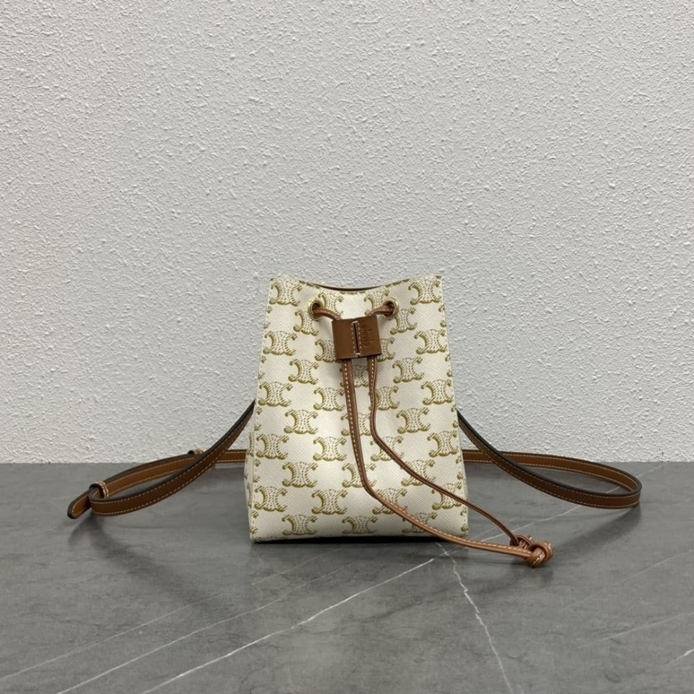 Mirror Quality – Celine Micro Sailor In Triomphe Canvas White And Tan 17Cm 10M742GCE 01TA