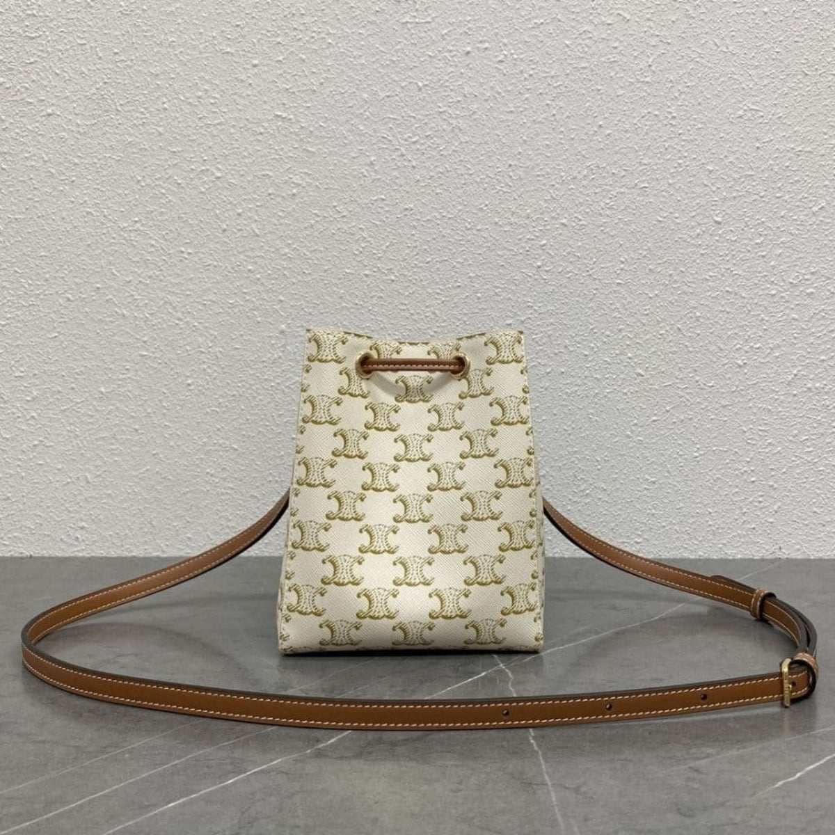 Mirror Quality – Celine Micro Sailor In Triomphe Canvas White And Tan 17Cm 10M742GCE 01TA