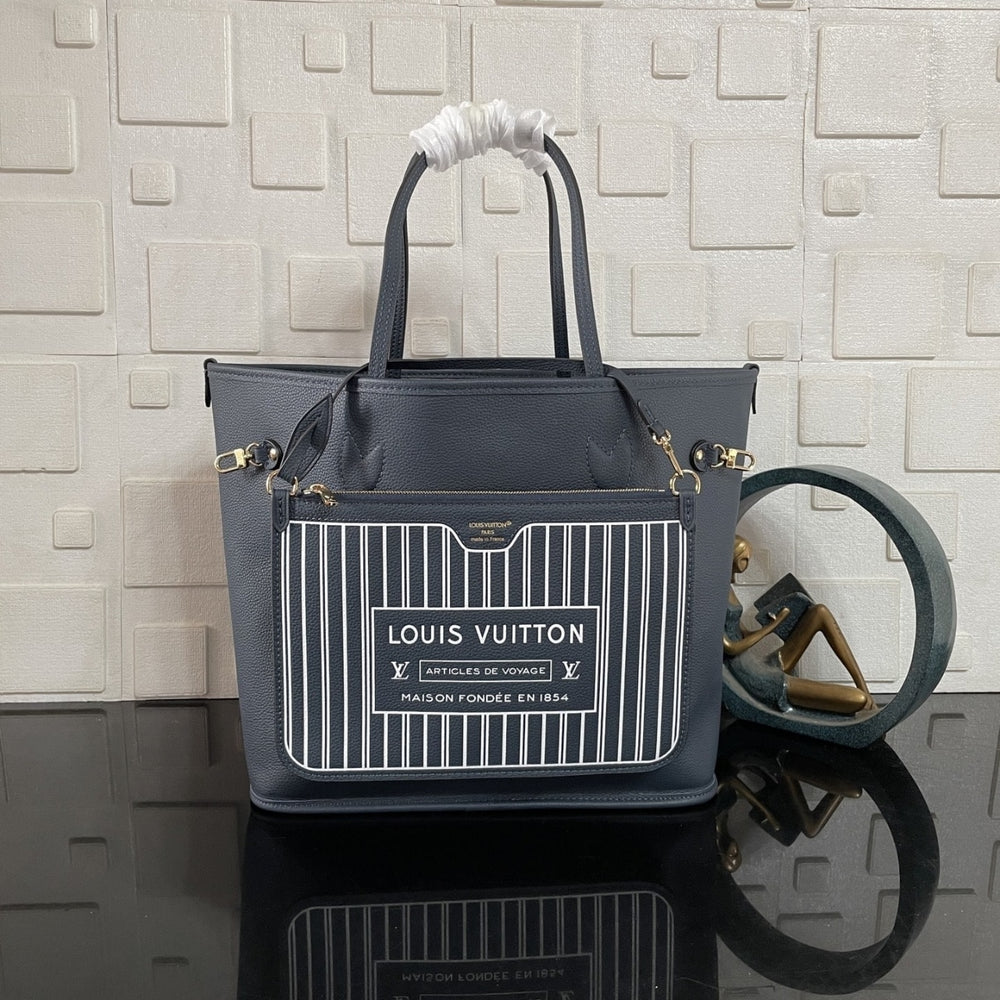Mirror Quality – Louis Vuitton Neverfull Inside Out MM Bag Navy 31Cm M14994