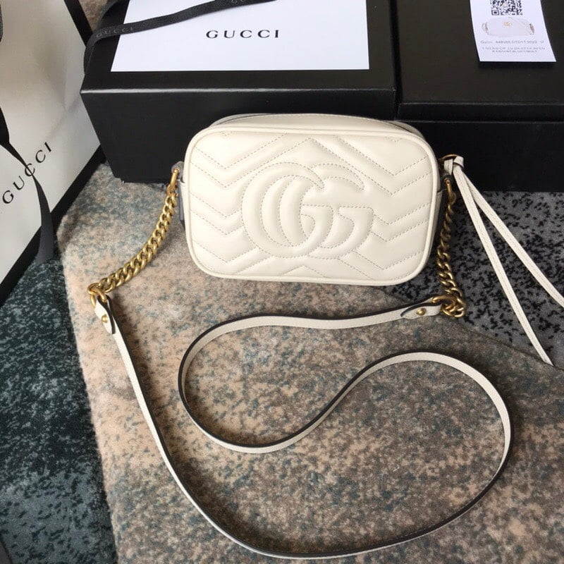 Gucci GG Marmont Small Shoulder Bag White 24cm 447632 DTD1T 9022