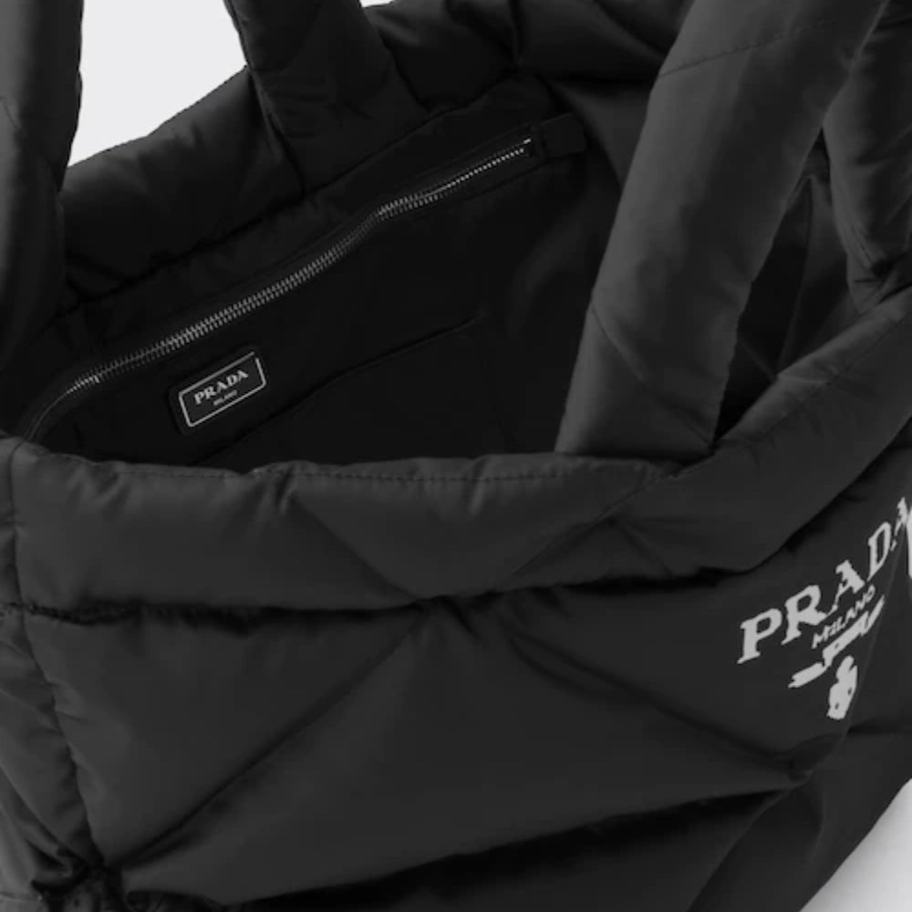 Prada Padded Re Nylon Tote Bag Black 35Cm 2VG082 2DXR F0002 V OOO