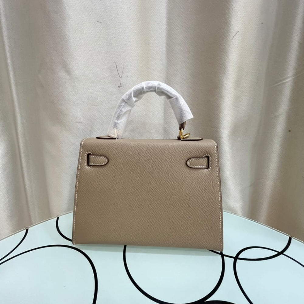 Mirror Quality – Hermes Kelly Mini Epsom Handbag Gold Hardware Etoupe 22Cm