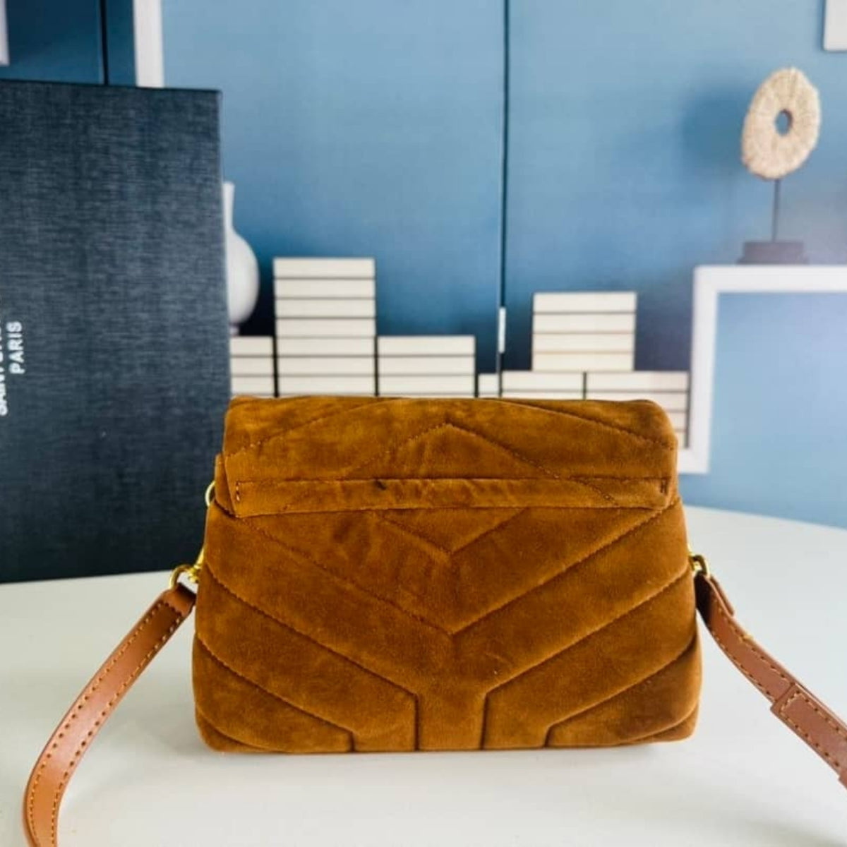 Saint Laurent Loulou Small Shoulder Bag In Suede Brown 22Cm
