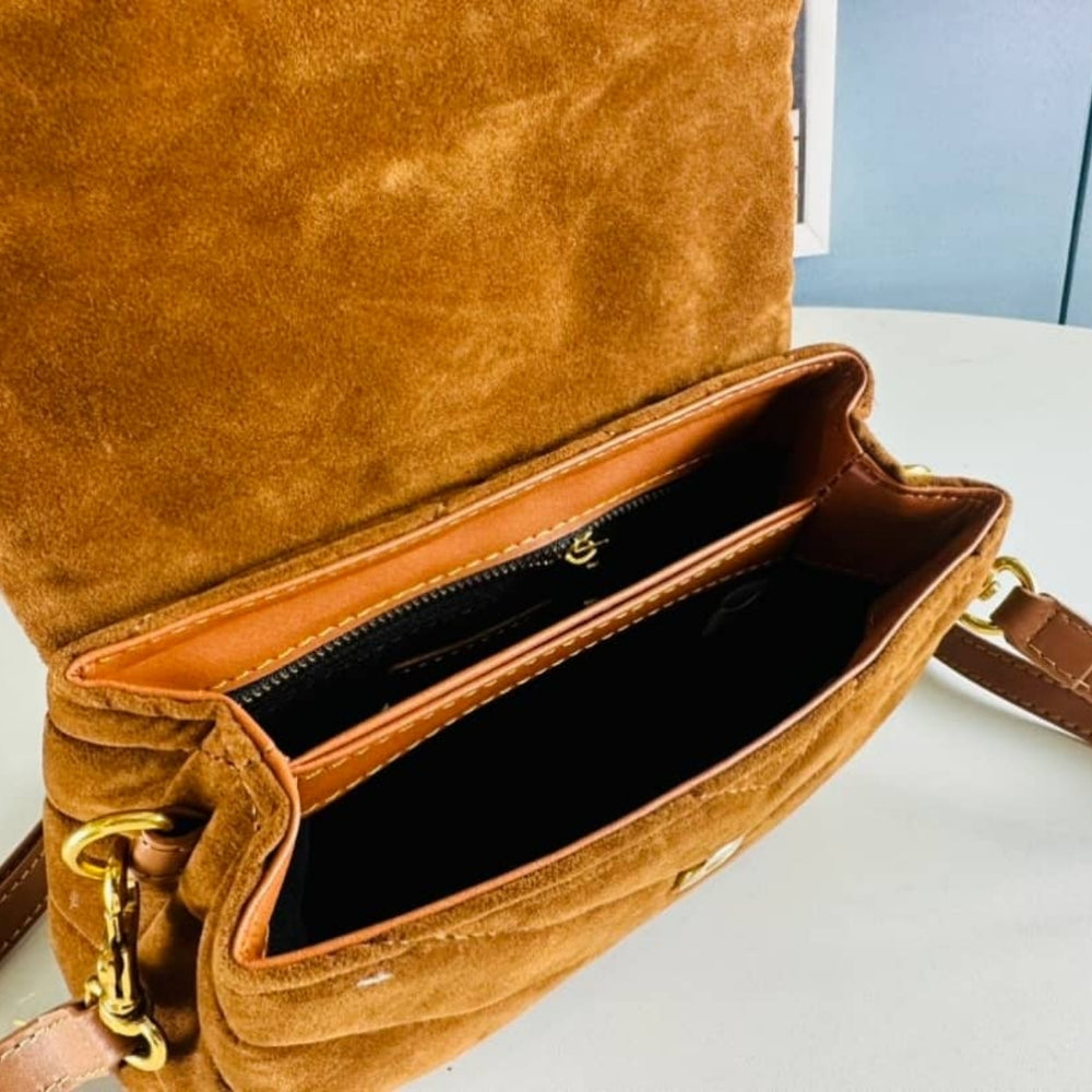 Saint Laurent Loulou Small Shoulder Bag In Suede Brown 22Cm