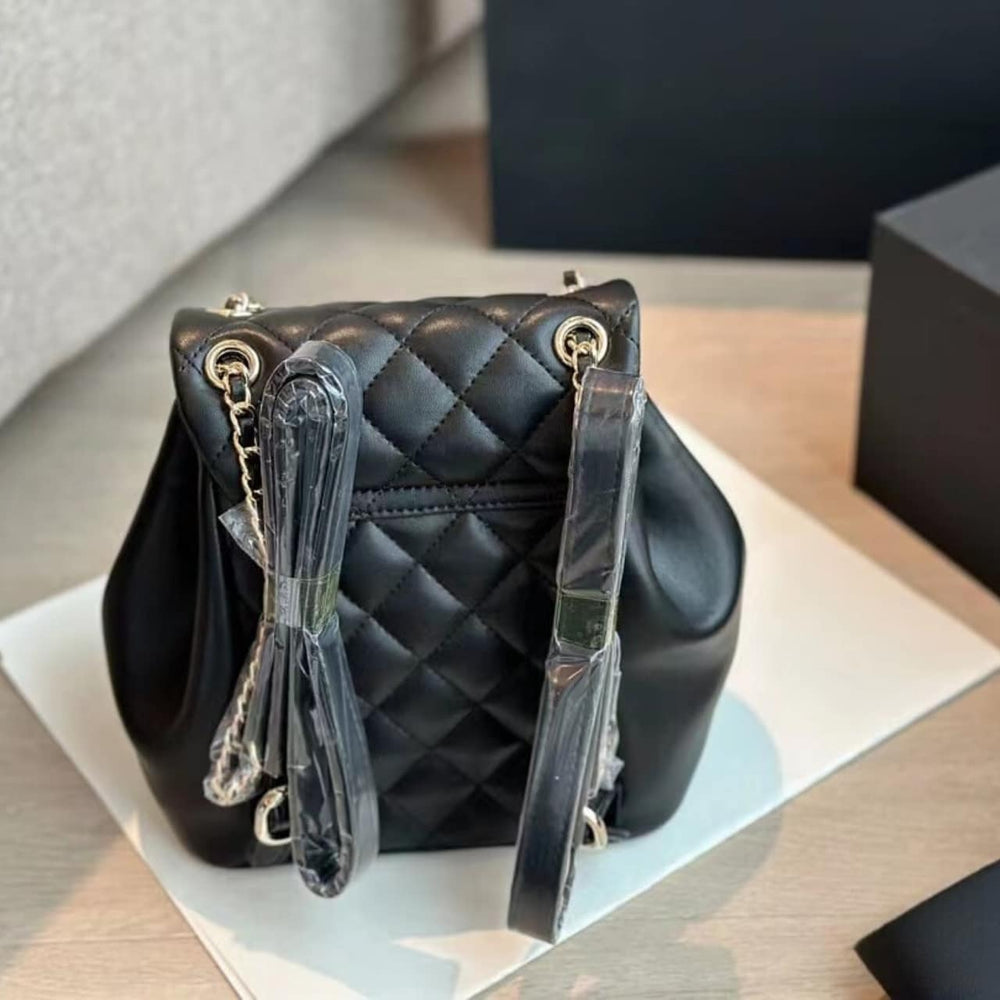 Chanel 22 Mini Duma Backpack With Gold Hardware Black 20cm