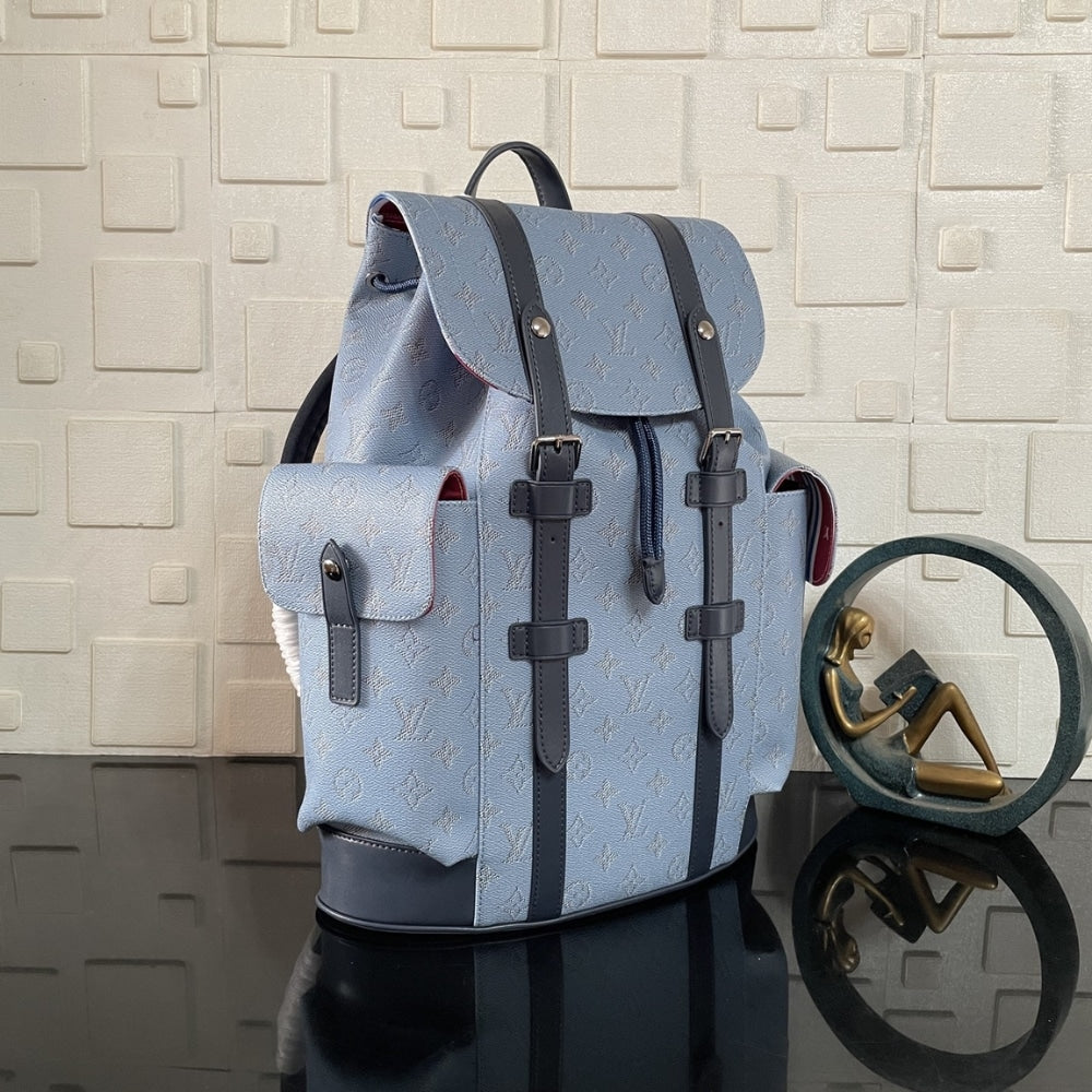 Mirror Quality – Louis Vuitton Christopher MM Backpack Monogram Heritage Blue 44Cm M14676