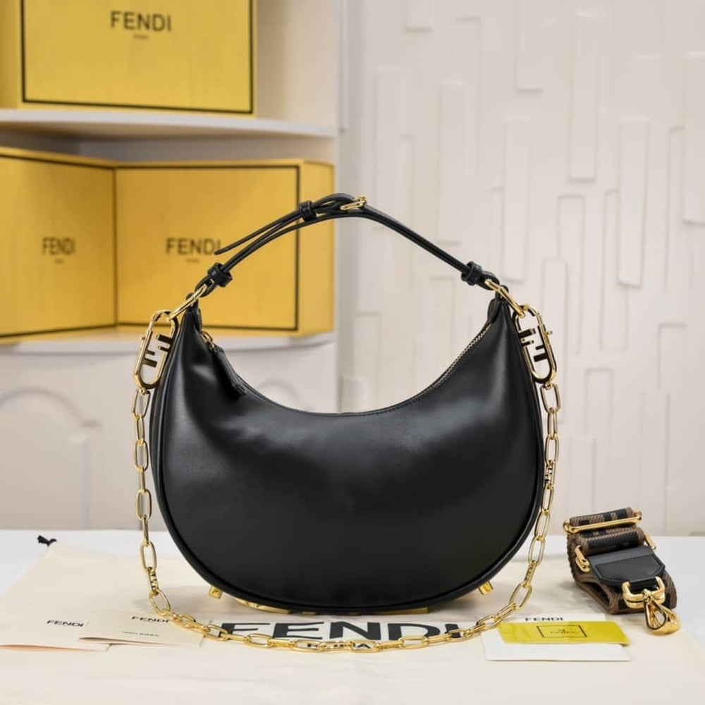 Fendi Small Fendigraphy Bag Black 24Cm 8BR798A5DYF1HEJ