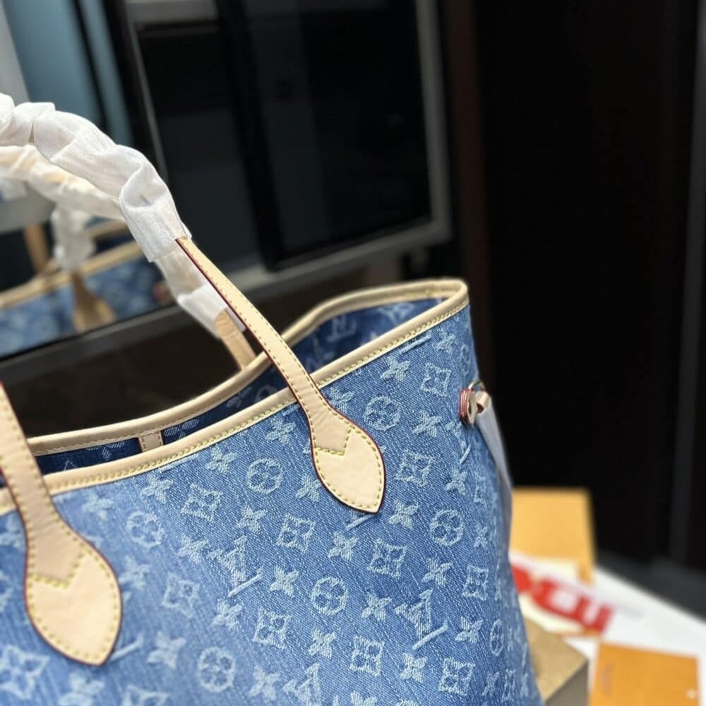 Louis Vuitton Neverfull Monogram MM Handbag Denim 28cm