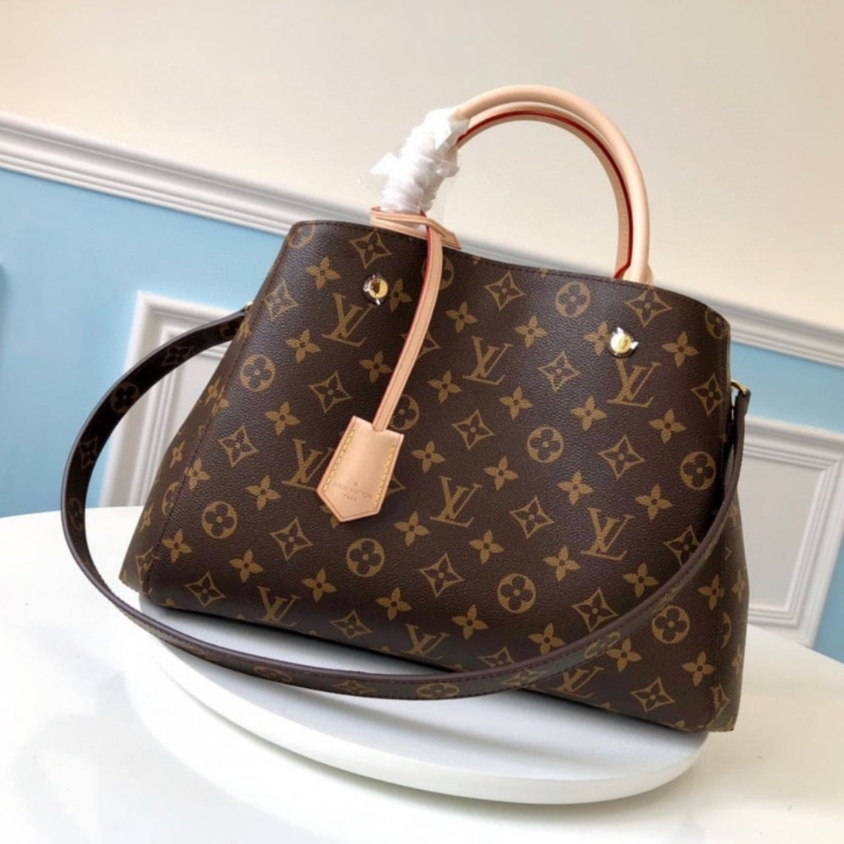 Mirror Quality – Louis Vuitton Montaigne MM Bag Monogram Canvas Brown 33Cm M41056