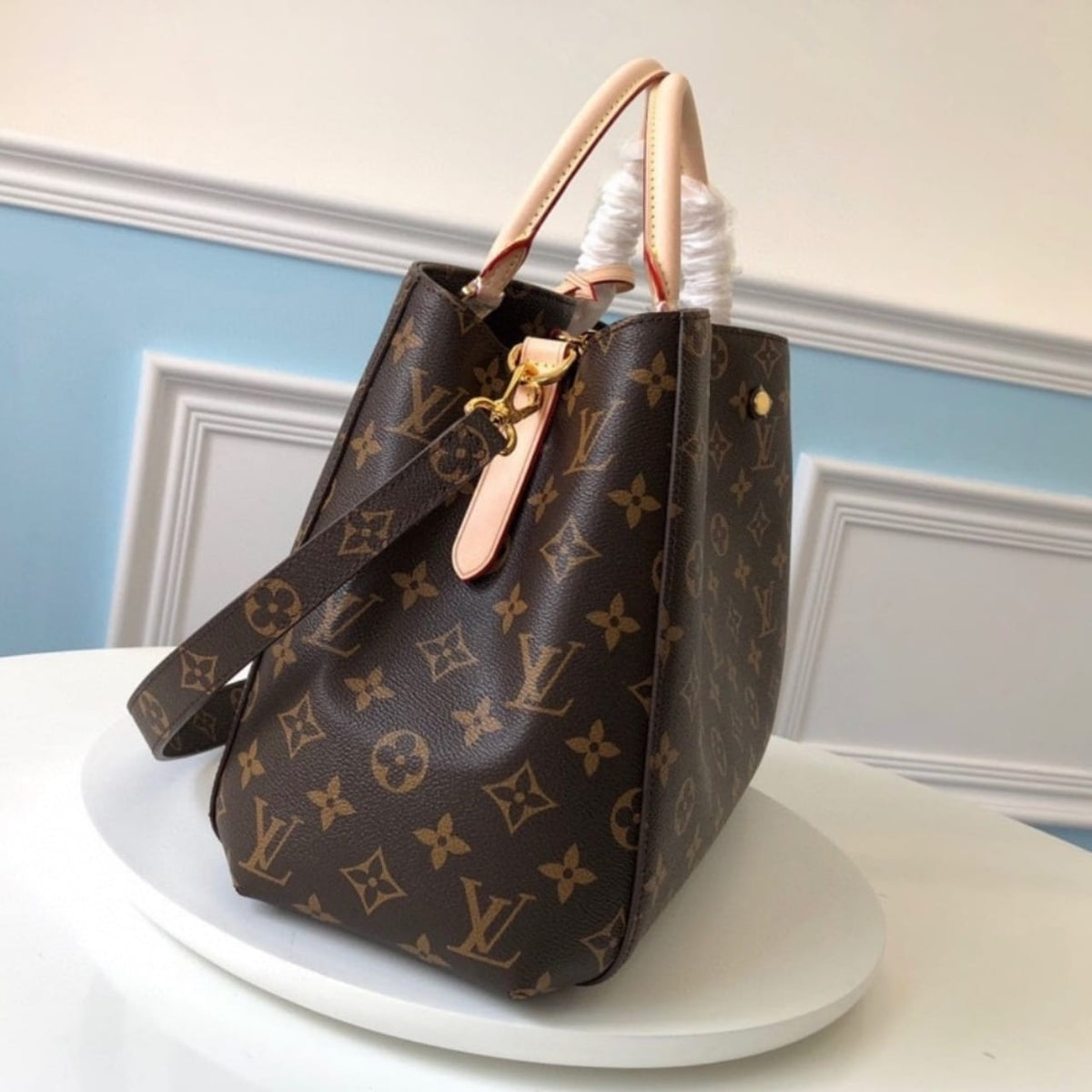 Mirror Quality – Louis Vuitton Montaigne MM Bag Monogram Canvas Brown 33Cm M41056