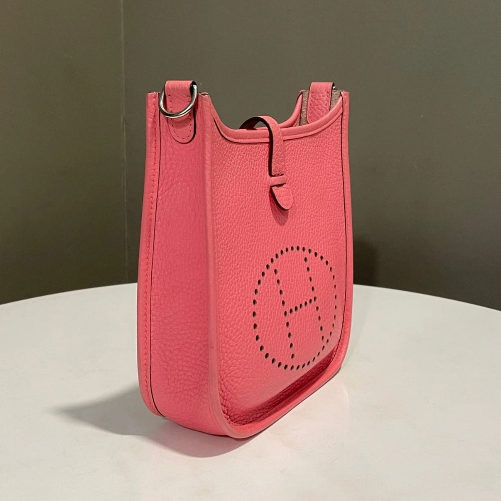 Hermes Mini Evelyne Bag Rose Azalee 17cm