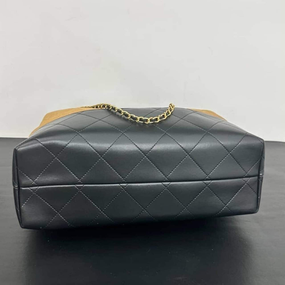 Mirror Quality – Chanel Shopping Bag Gold Tone Mental Beige And Black 36Cm AS5657 B20827 U1536