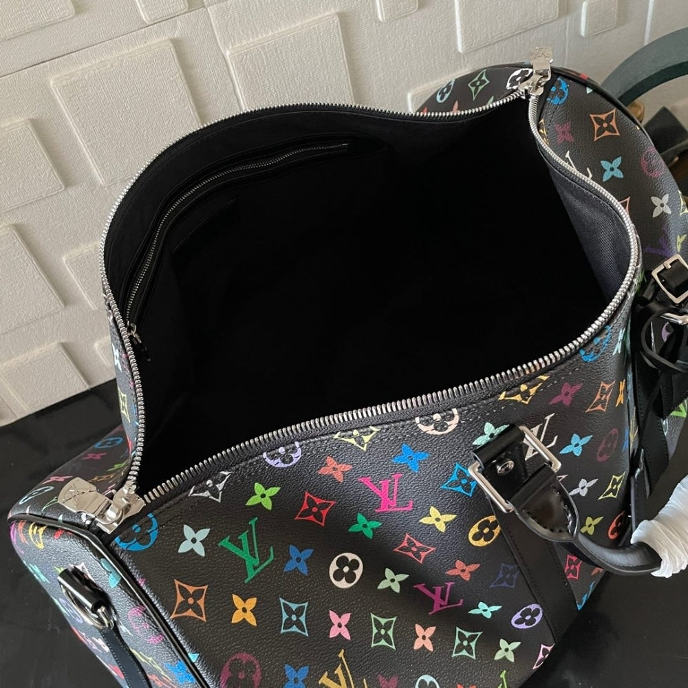 Mirror Quality – Louis Vuitton x Takashi Murakami Keepall Bandoulière 50 Bag Black 50Cm M13745