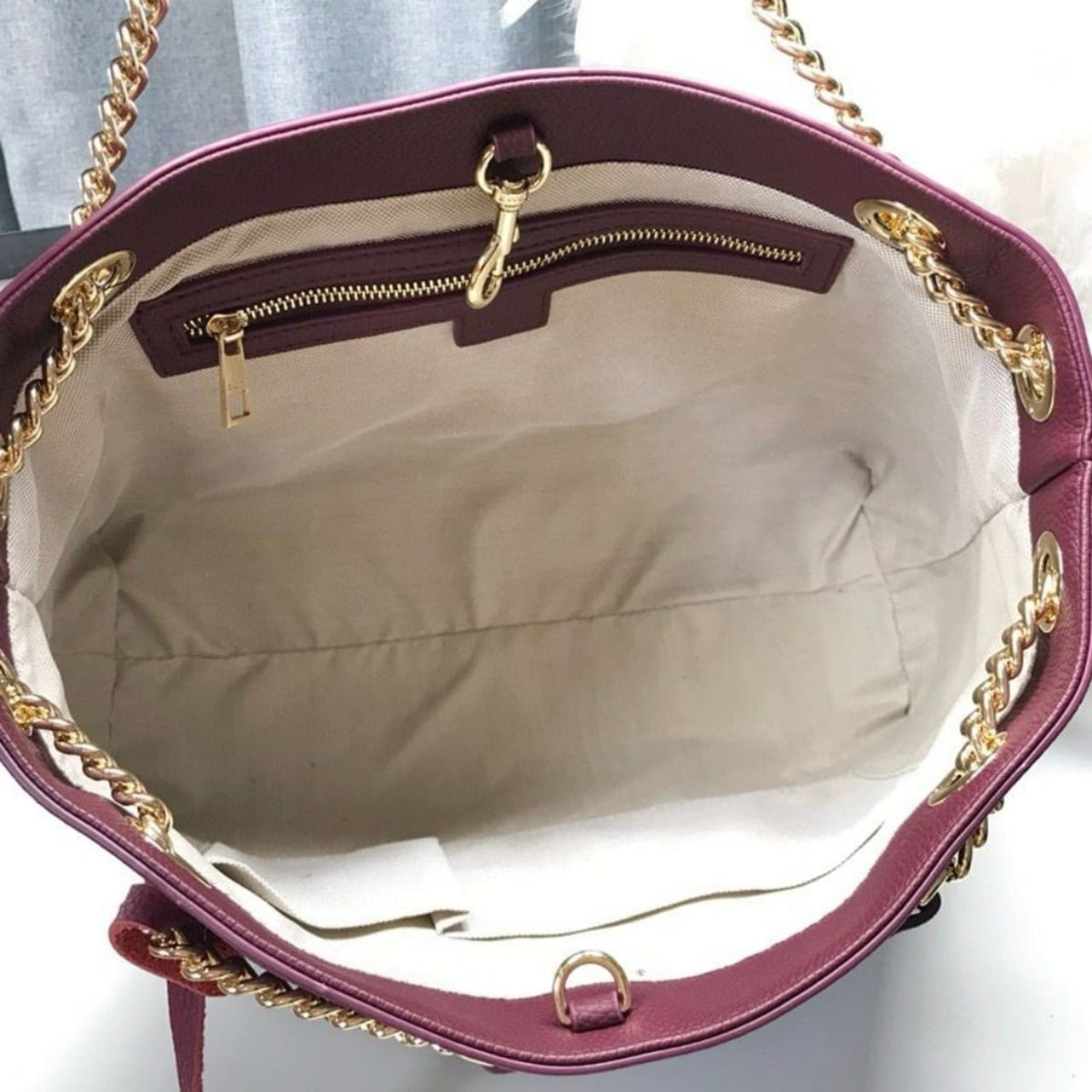 Gucci Soho Chain Tote Bag Dark Red 38Cm