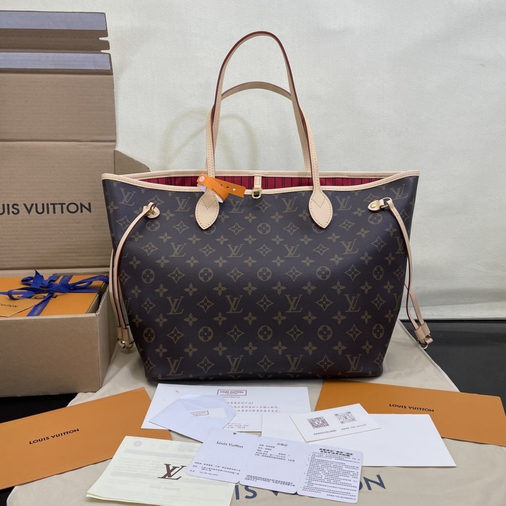 Mirror Quality – Louis Vuitton Neverfull MM Bag Monogram Canvas Cerise Red 31Cm M46987