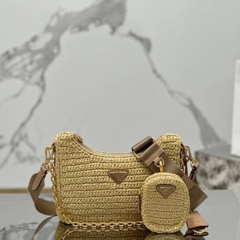 Mirror Quality – Prada Re Edition 2005 Crochet Bag Natural 22Cm