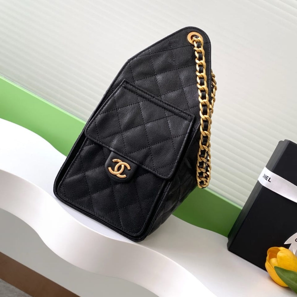 Mirror Quality – Chanel 25 Small Handbag Grained And Gold-Tone Metal Black 26Cm AS5293 B20304 94305