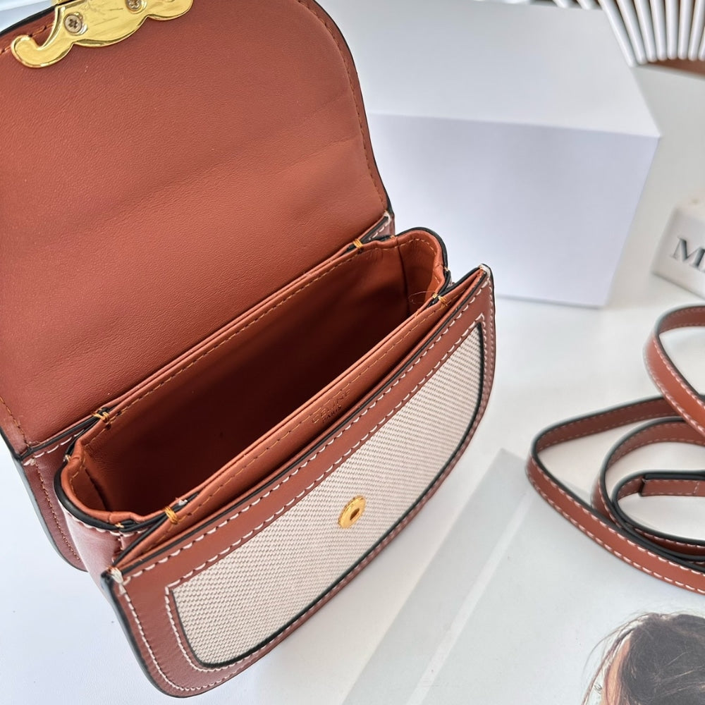 Celine Mini Besace Clea In Brown And Beige 16cm 10K502FA302NT