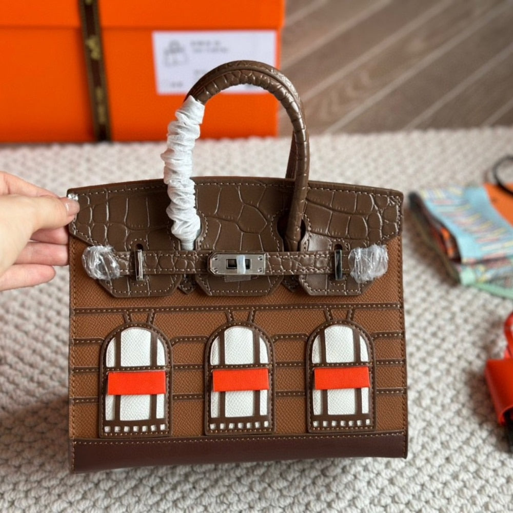 Hermes Sac Faubourg Birkin Matte Alligator Brown 25cm