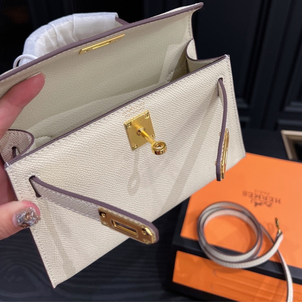 Hermes Kelly Mini Epsom Handbag Craie 20cm