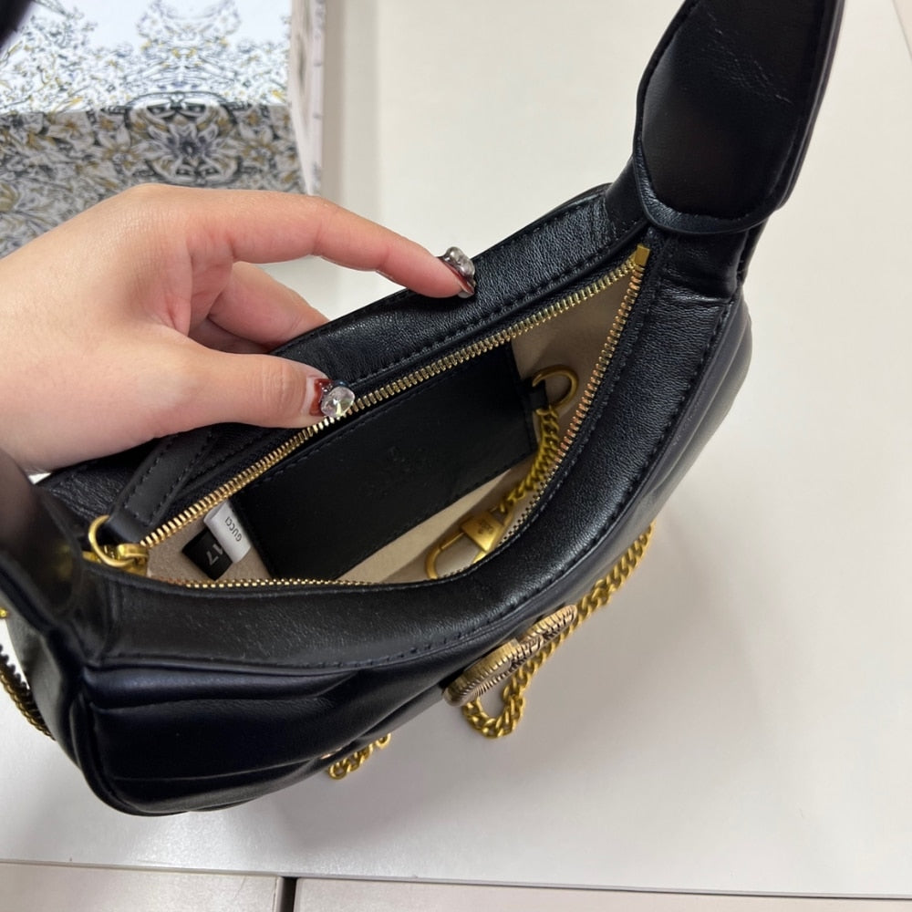 Gucci GG Marmont Half Moon Mini Bag Black 23cm