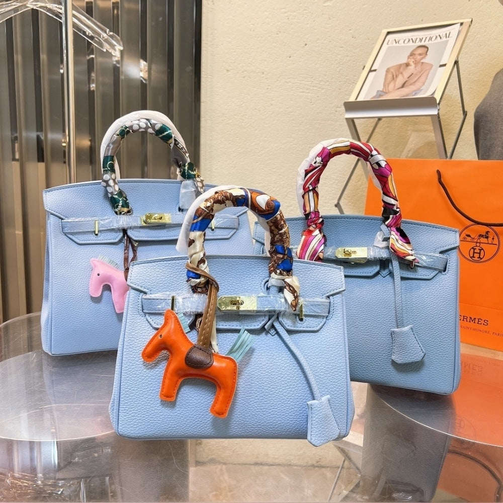 Hermes Birkin Togo Handbag Blue 30Cm