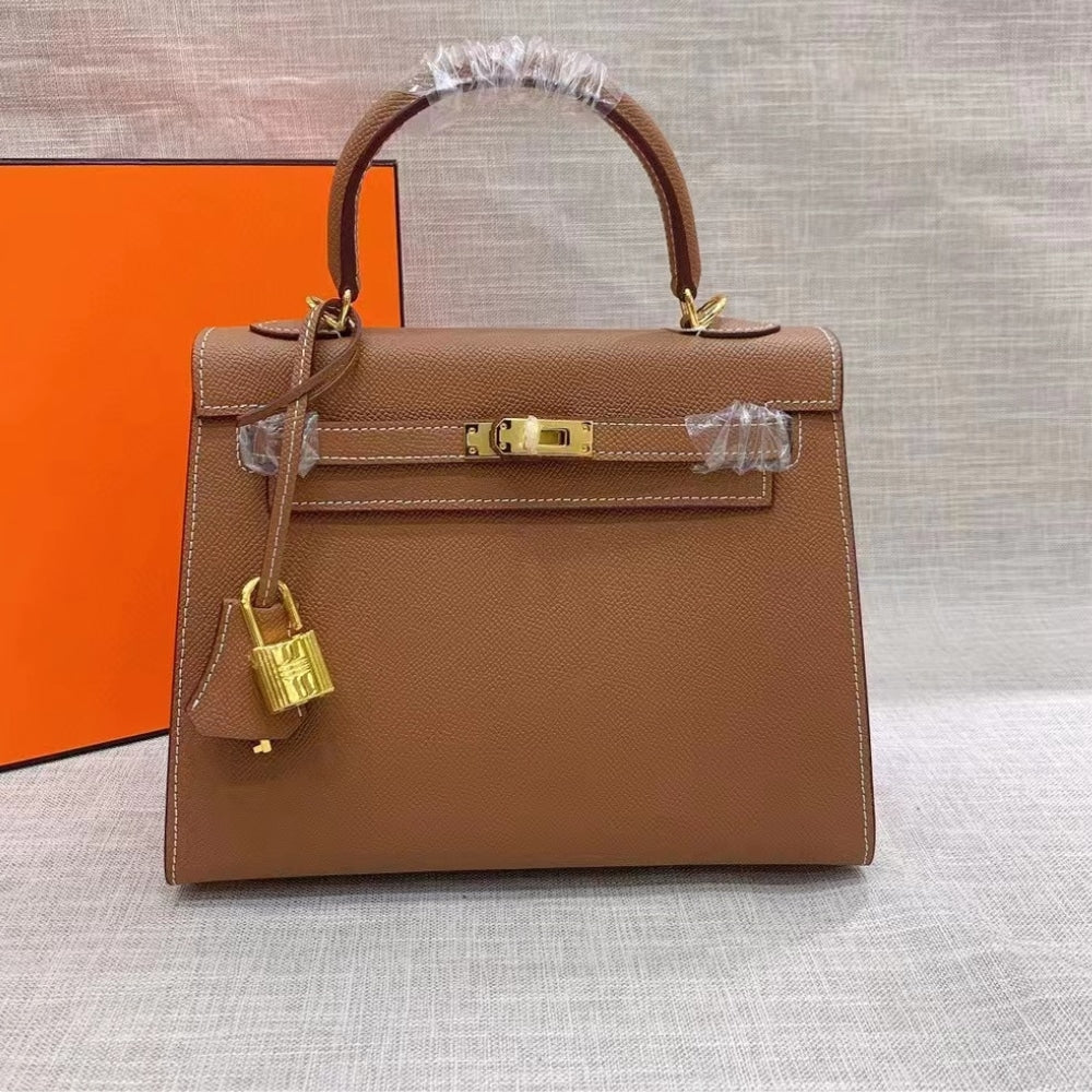Hermes Sellier Kelly Handbag Brown 25cm