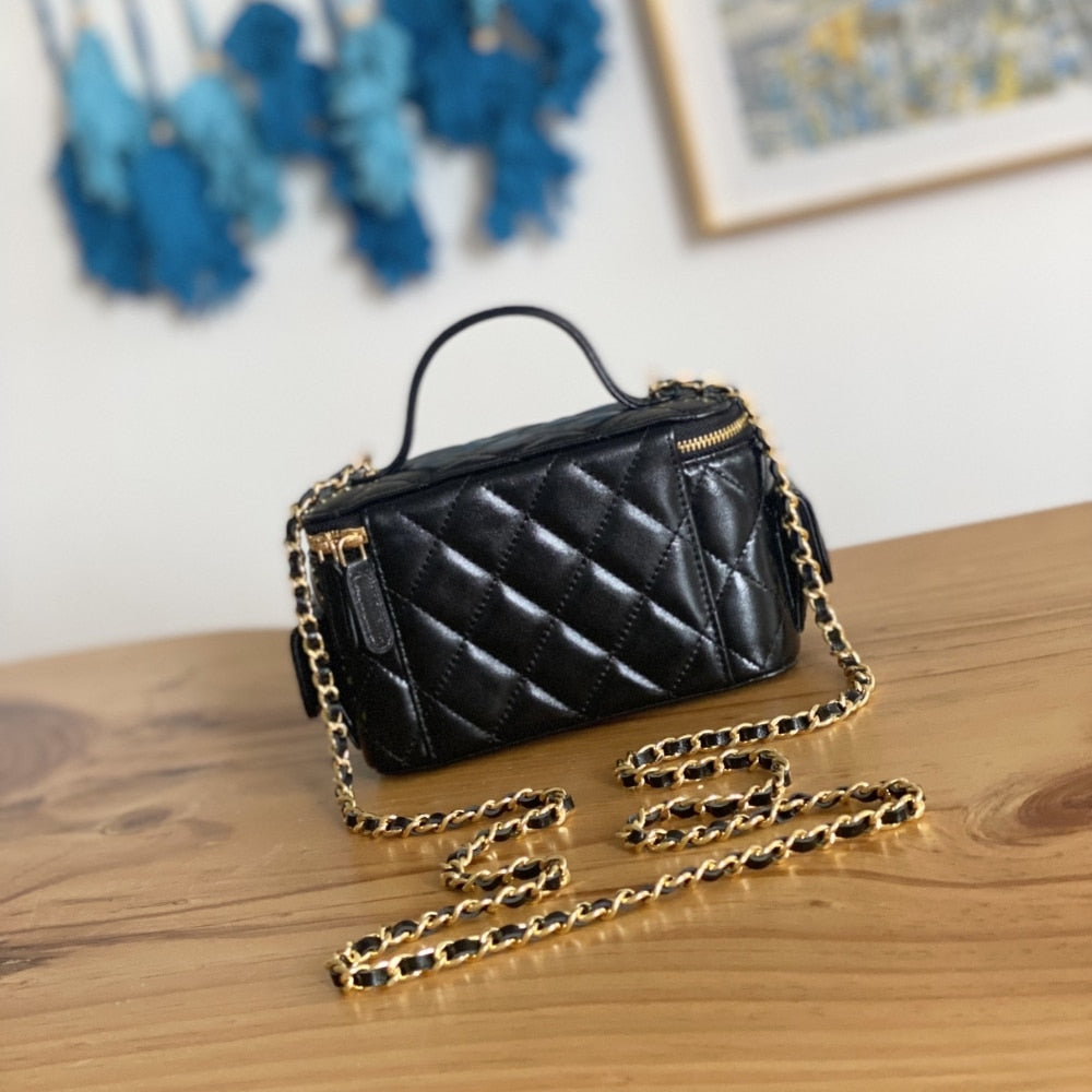 Chanel 22K Small Vanity Case With Pockets In Black 17cm