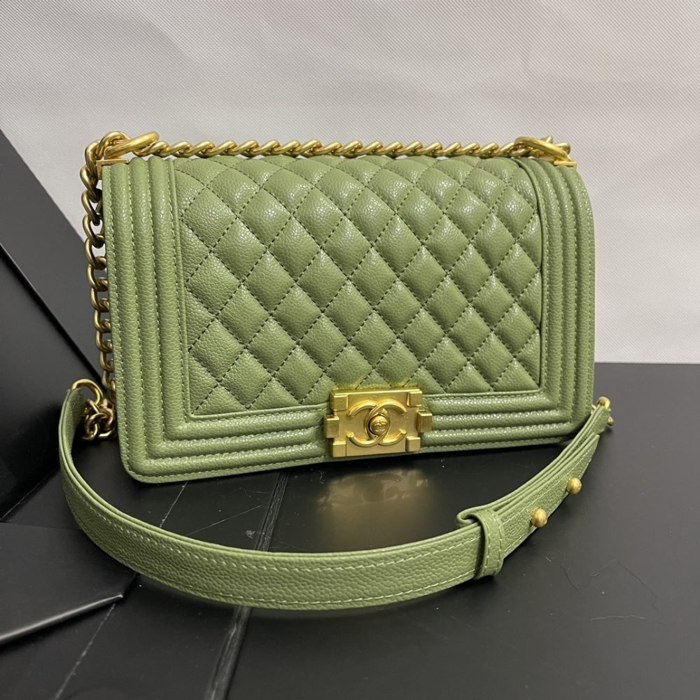Chanel Medium Boy Bag Olive 25cm