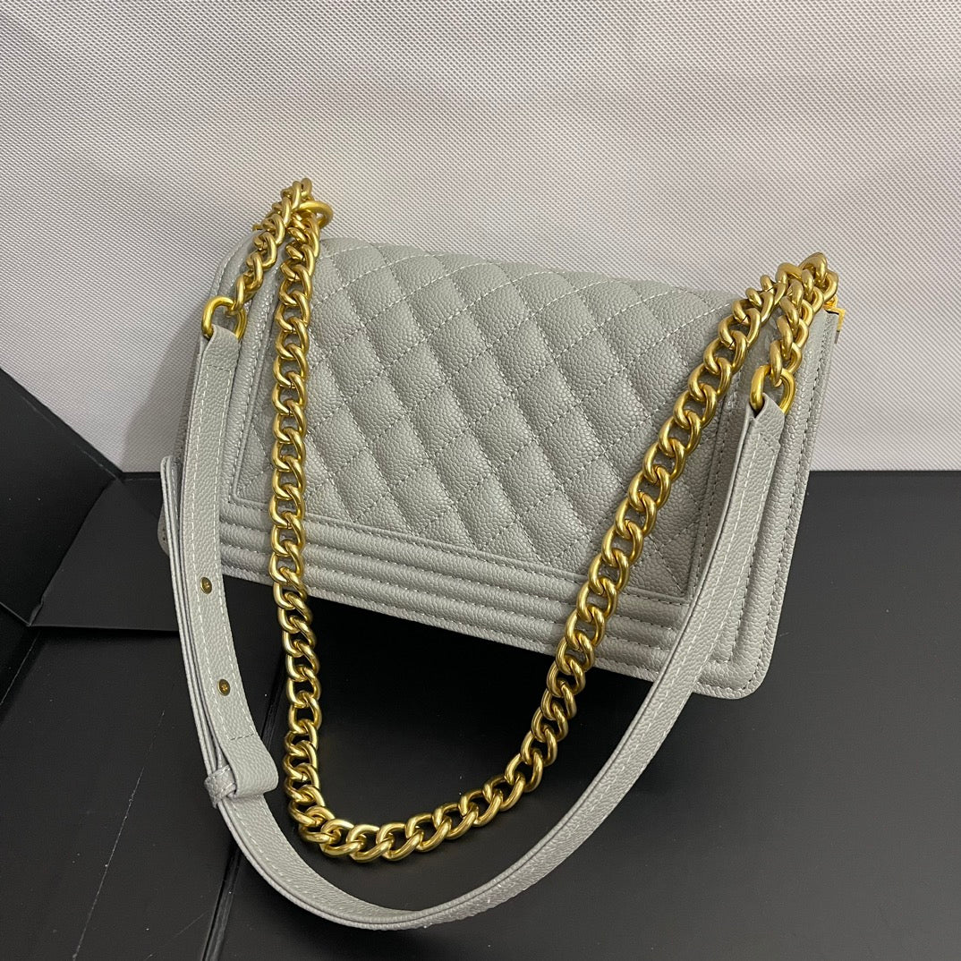 Chanel Medium Boy Bag Light Gray 25cm