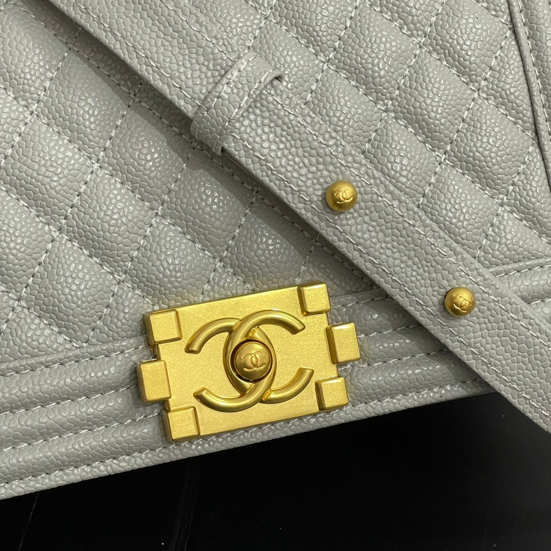 Chanel Medium Boy Bag Light Gray 25cm