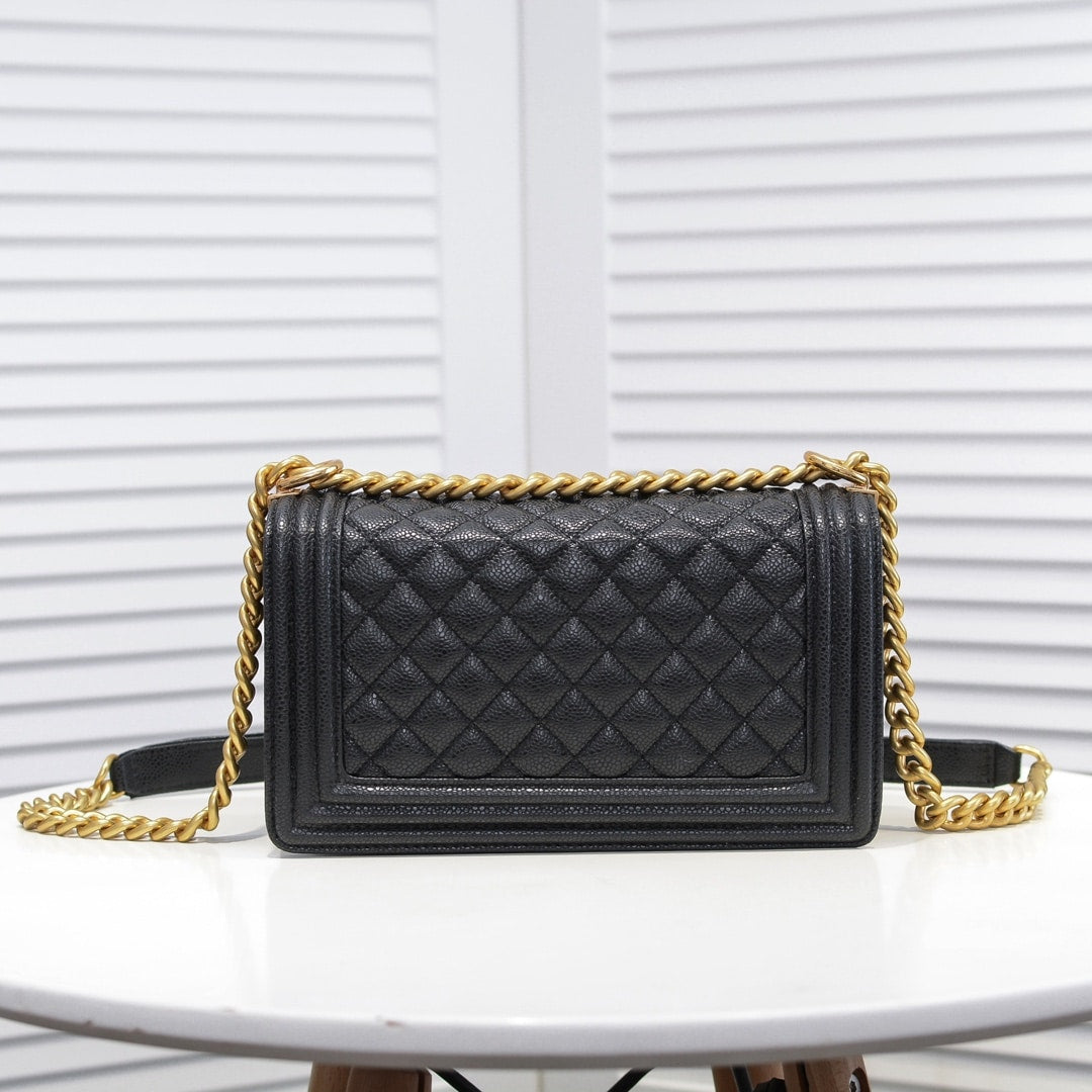Chanel Boy Medium Handbag Black 25cm A92193 Y83339 94305