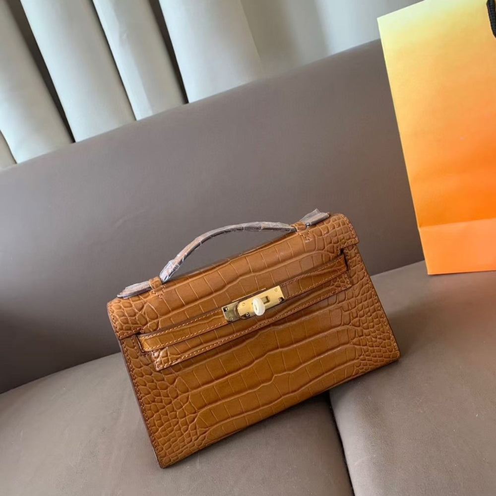 Hermes Kelly Moove Swift Silver Hardware Orange 20Cm