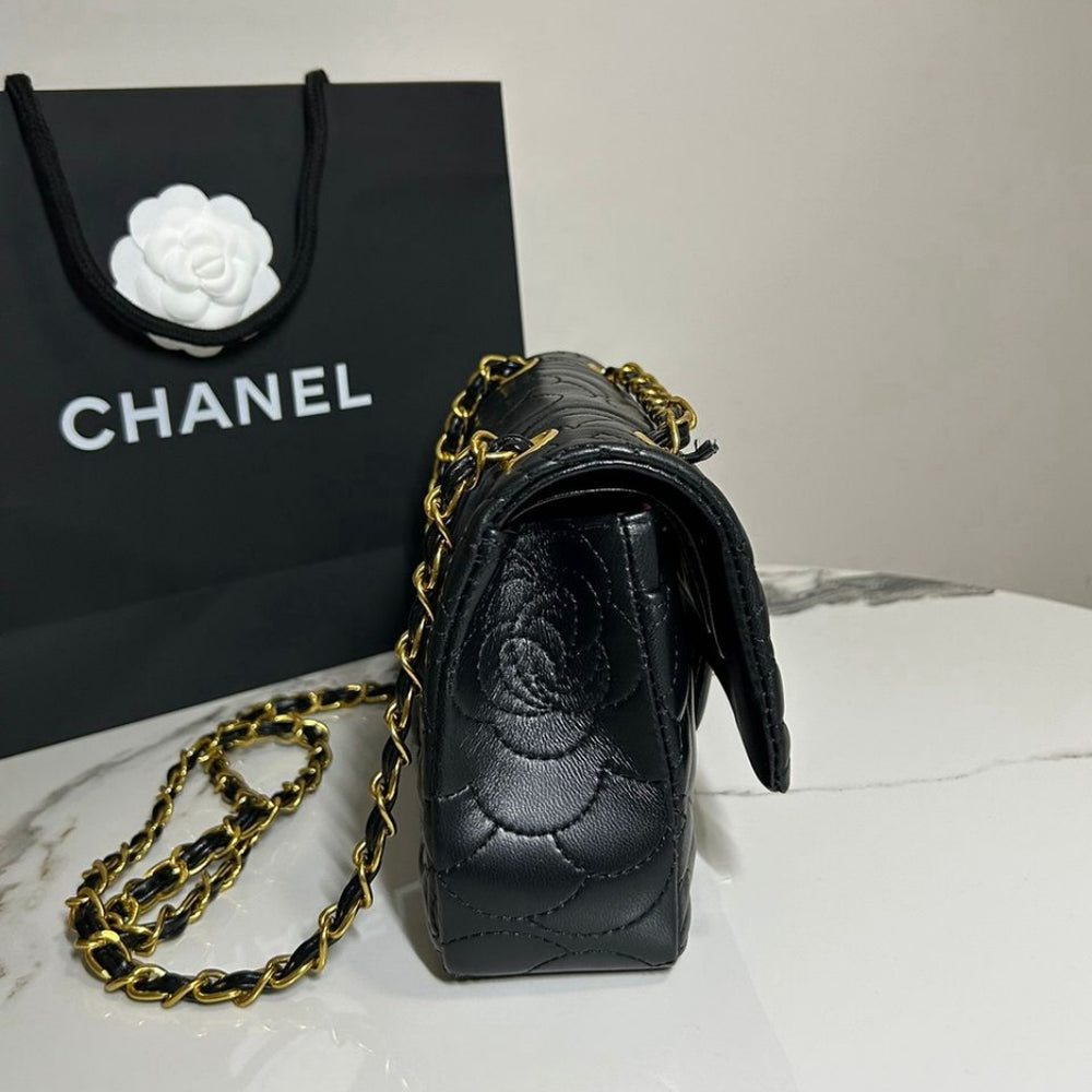 Mirror Quality – Chanel Crystal Pearl Chain Mini Flap Bag Gold Hardware Purple 17Cm