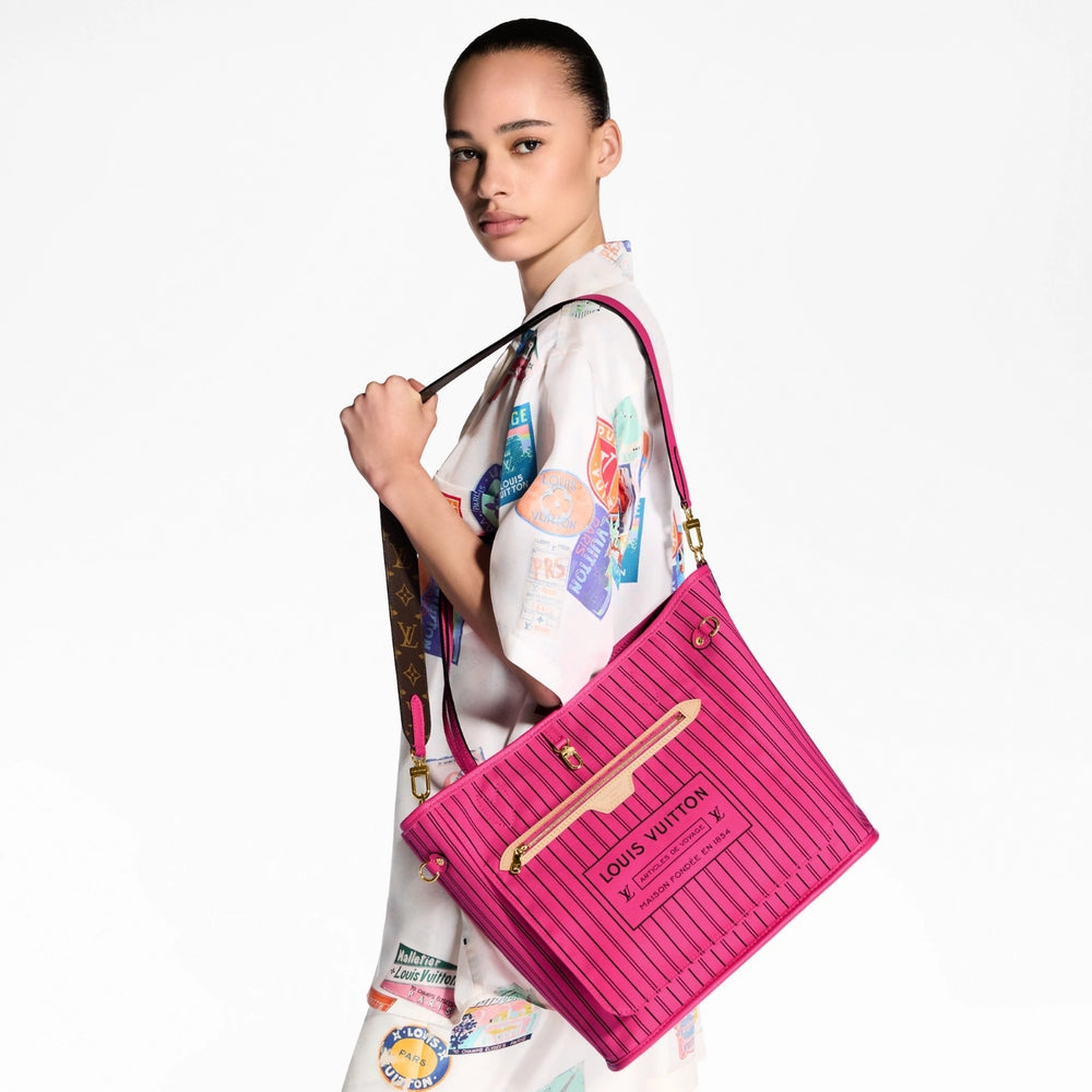 Mirror Quality – Louis Vuitton Neverfull Bandoulière Inside Out MM Bag Pink 31Cm M12707