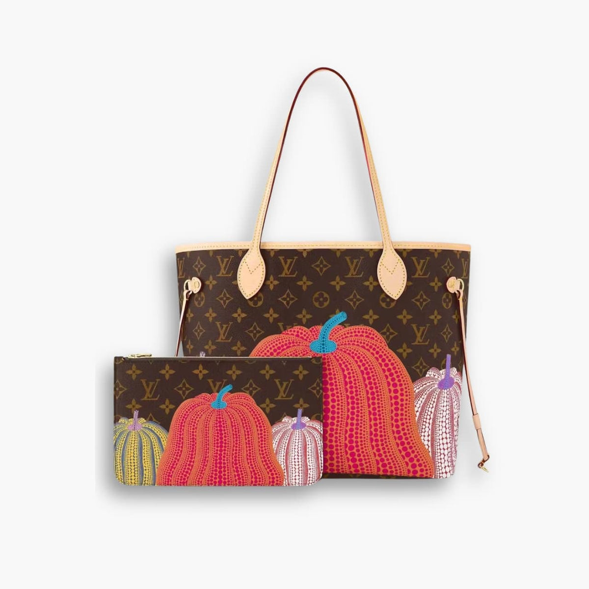 Louis Vuitton X YK Neverfull MM Monogram Kusama Pumpkin 31cm M46468