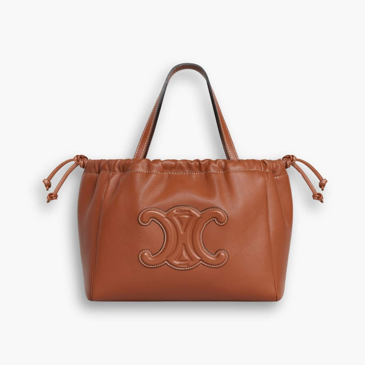 Celine Small Cabas Drawstring Cuir Triomphe Brown 24cm 111013DU304LU