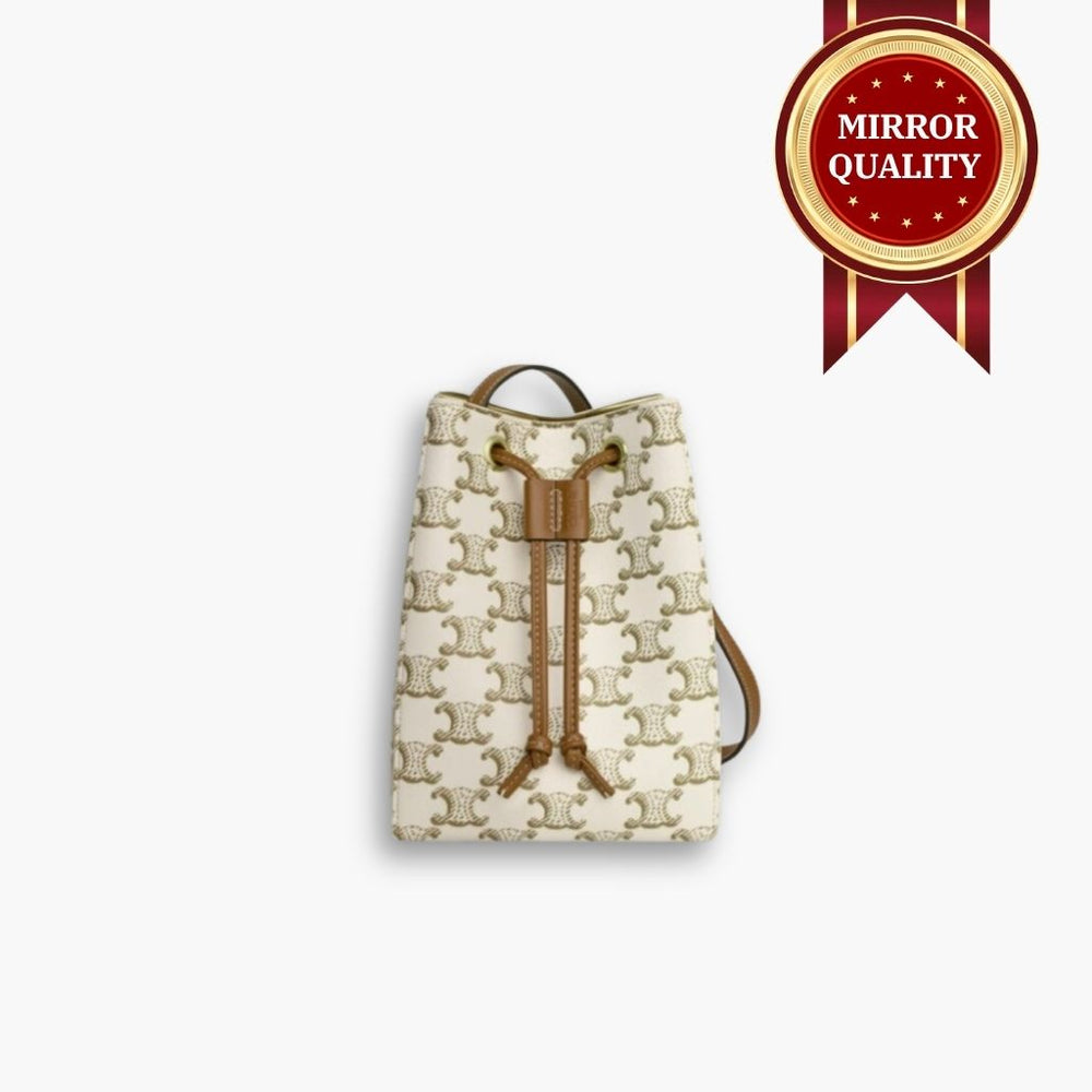 Mirror Quality – Celine Micro Sailor In Triomphe Canvas White And Tan 17Cm 10M742GCE 01TA
