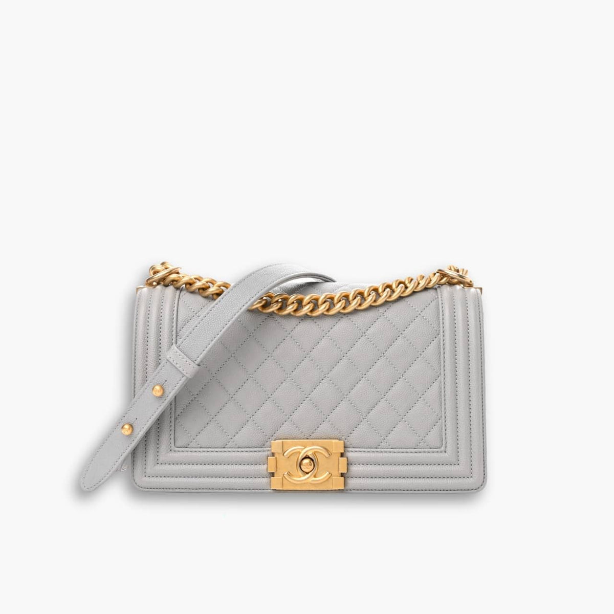 Chanel Medium Boy Bag Light Gray 25cm