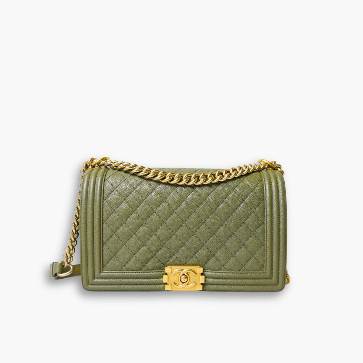 Chanel Medium Boy Bag Olive 25cm
