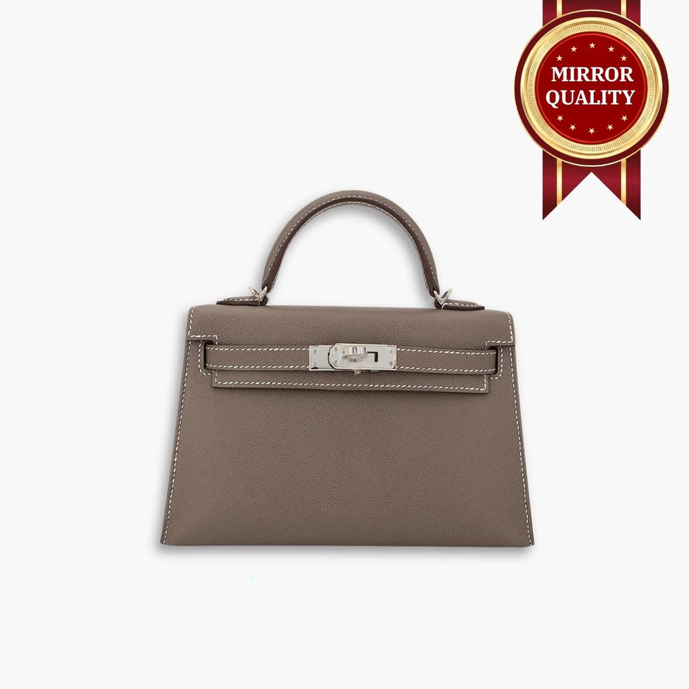 Mirror Quality – Hermes Kelly Mini Epsom Handbag Gold Hardware Etoupe 22Cm