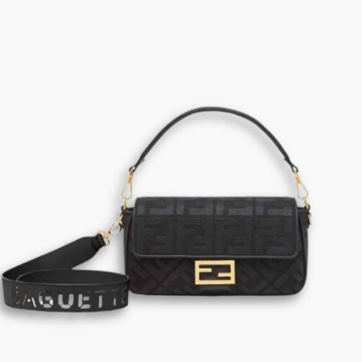 Fendi Baguette Canvas Bag Black 28cm 8BR600AMCDF1CFJ