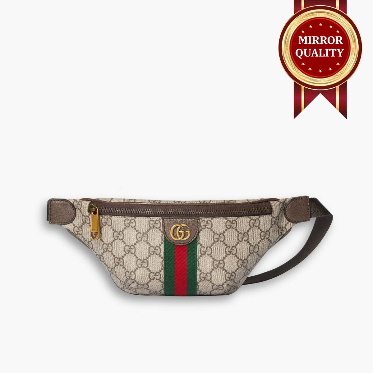Mirror Quality – Gucci Ophidia Small Belt Bag Beige And Dark Brown 30Cm 839106 FAEOF 9745