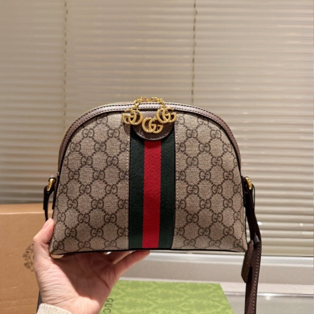 Gucci Ophidia Small Shoulder Bag GG Supreme Beige Ebony 23Cm 499621 K05NG 8745