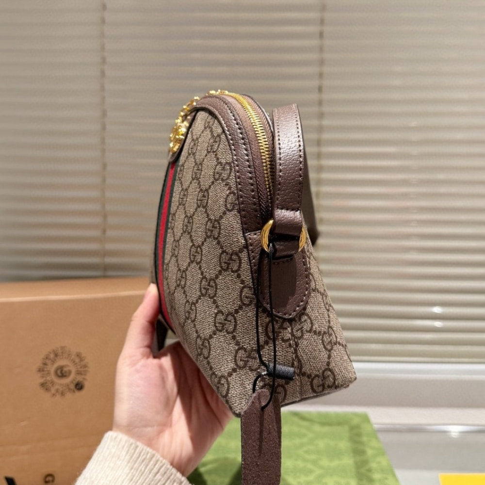Gucci Ophidia Small Shoulder Bag GG Supreme Beige Ebony 23Cm 499621 K05NG 8745