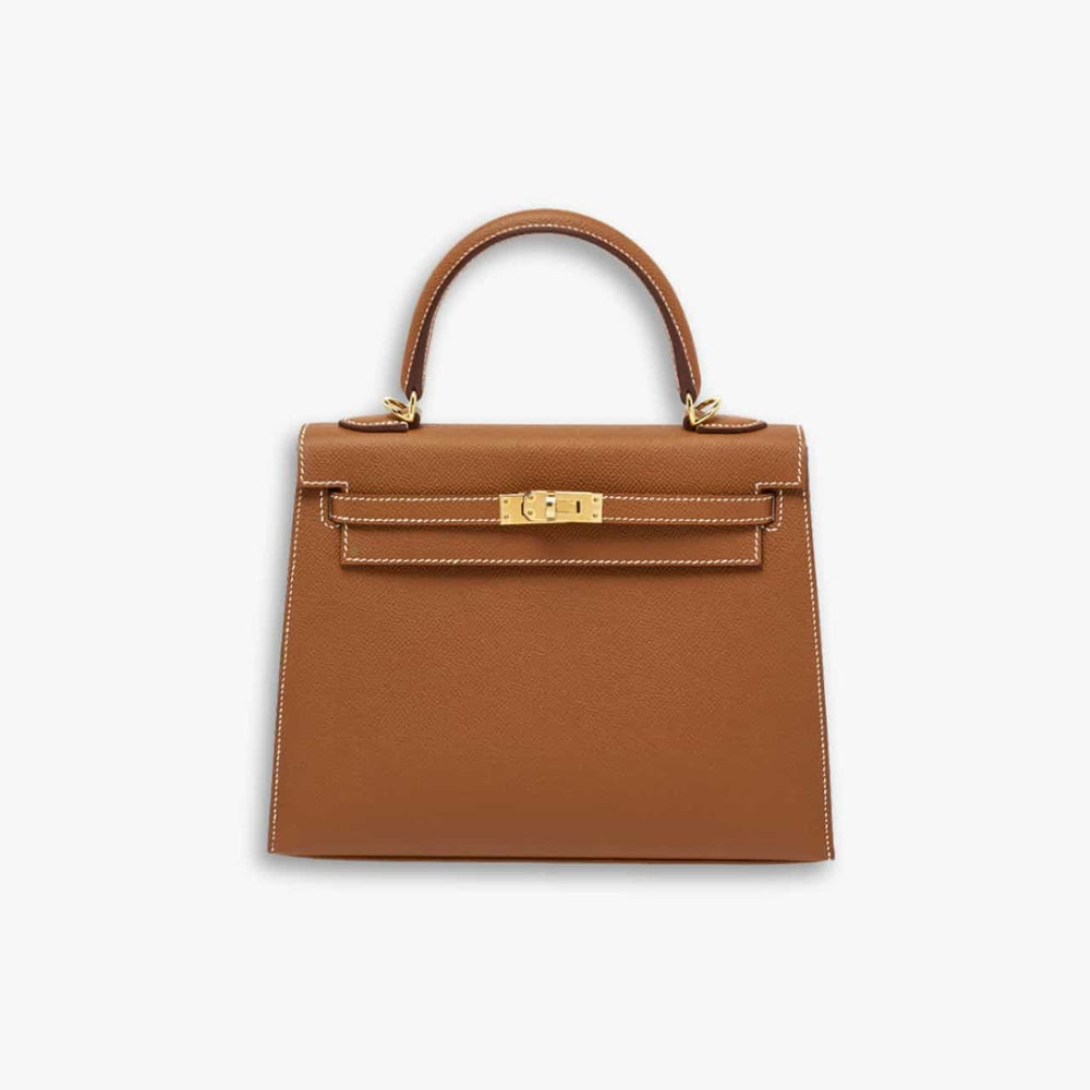 Hermes Sellier Kelly Handbag Brown 25cm